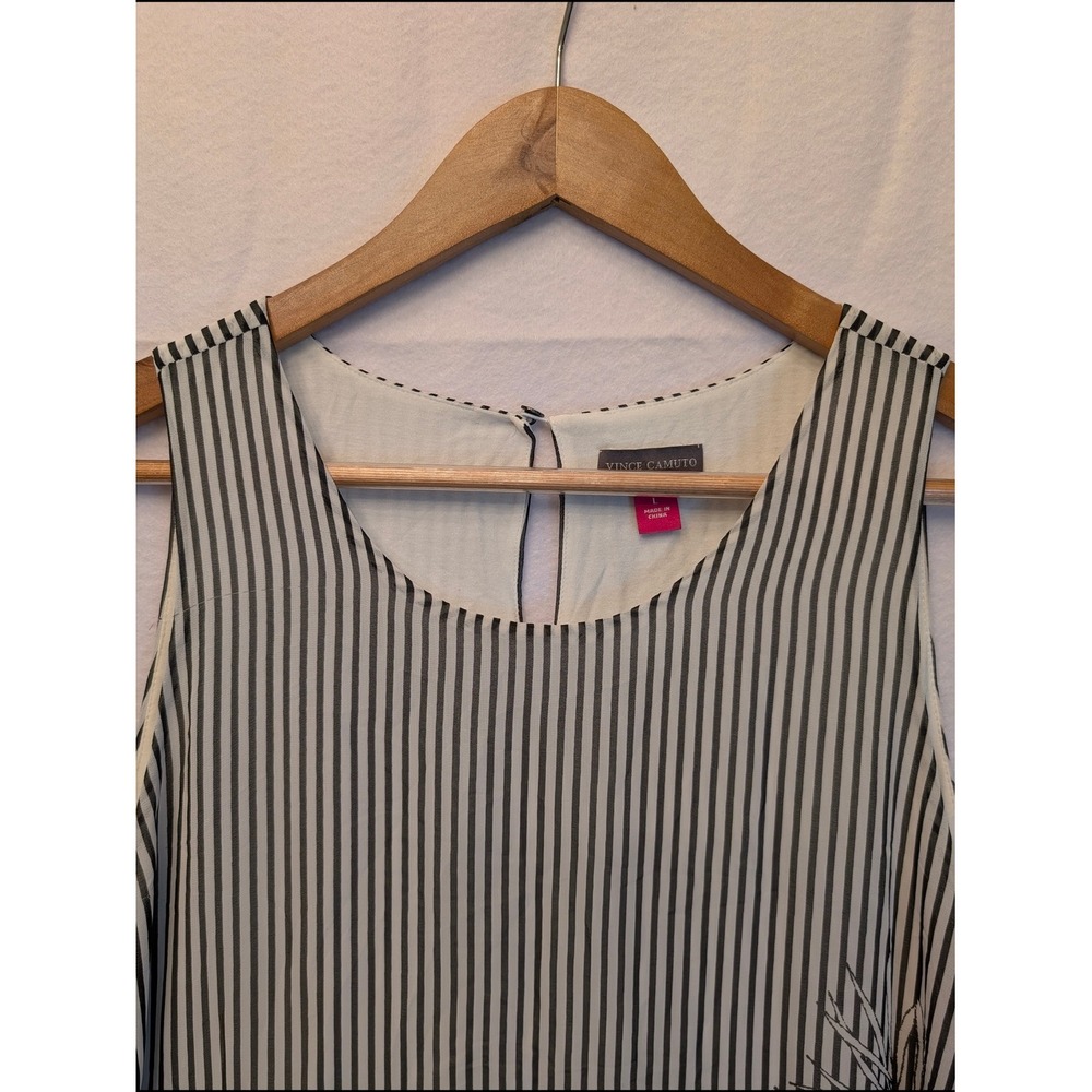 Vince Camuto Womens Striped Floral Sleeveless Maxi Dress Black White Blue Large - Picture 3 of 11